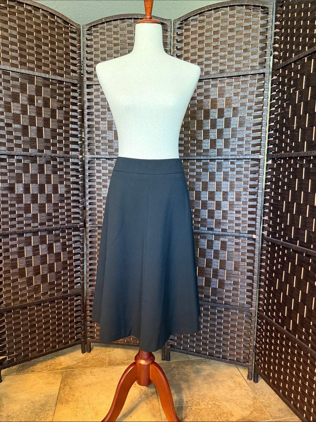 Chaus Black A-Line Midi Skirt